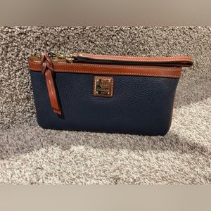 Dooney and Bourke Wristlet Clutch Wallet in Midnight Blue Pebbled Leather
